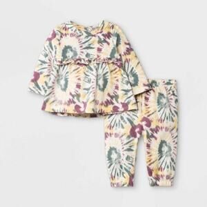 Grayson Mini Baby Girls 2pc Tie-dye Top & Bottom Set Purple gray Sz 0-3M NWT